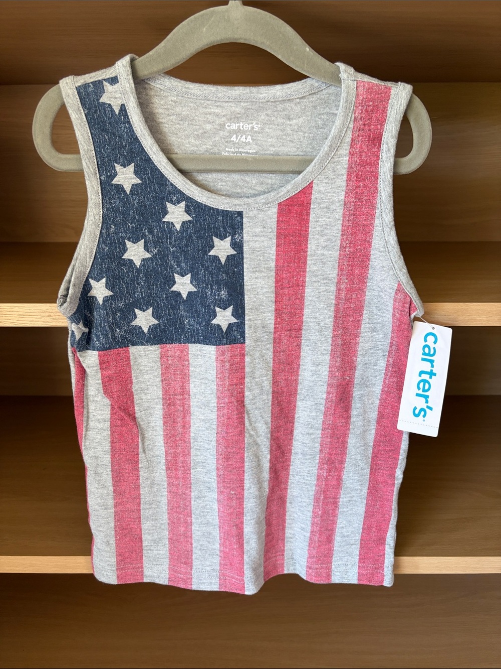 NWT•Carter’s Flag Graphic Tank Top | Grey | Size 4